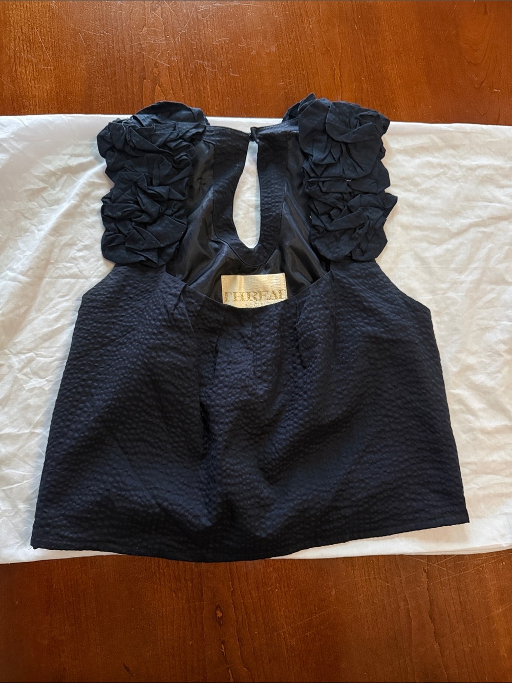 Thread Social Black Ruffle Sleeve Tank
